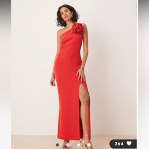Pretty Lavish one shoulder corsage maxi dress in red